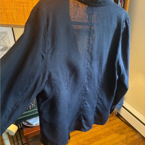 Talbots Black Linen light weight summer jacket size 14. - Picture 8 of 16